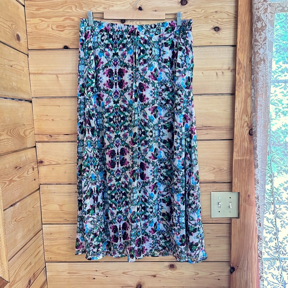Abstract Watercolor Maxi Skirt Womens Large/Extra Large Multicolor Ulla Popken